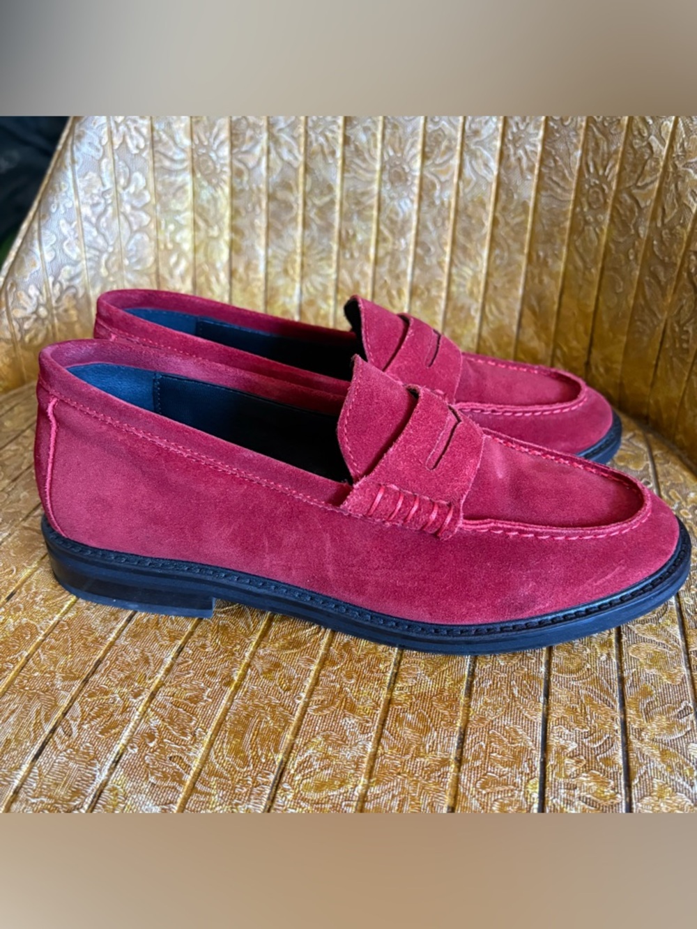 STEVE MADDEN “Madison” Red Suede Penny Loafers - Picture 4 of 6